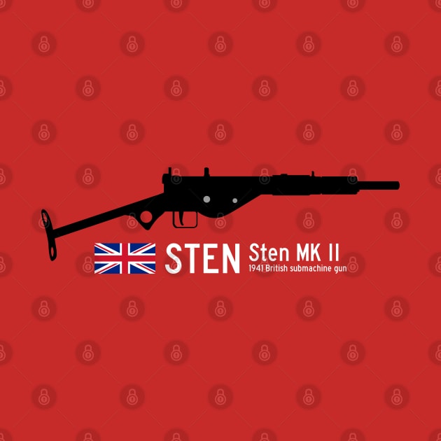 STEN Sten MK II Historical 1941 British sub machine gun white by FOGSJ