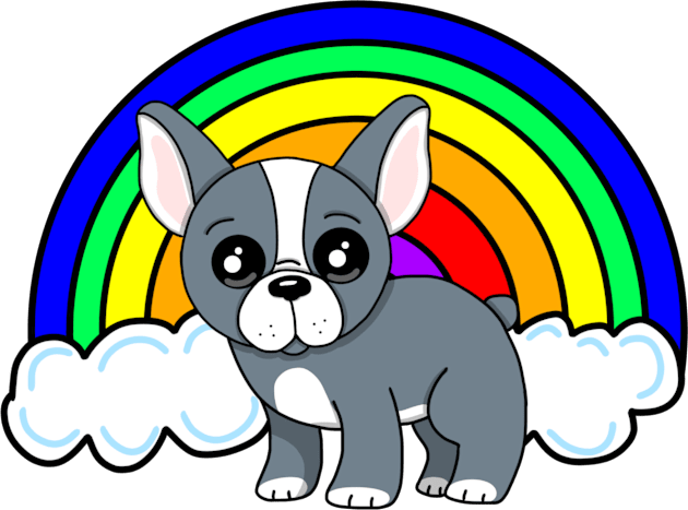 Chibi French Bulldog and Rainbow Kids T-Shirt by Aeriskate