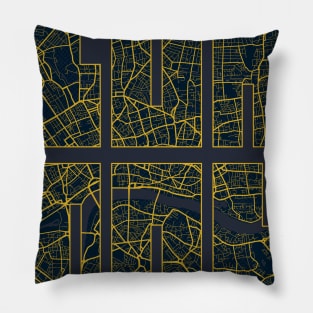 London, England City Map Typography - Gold Art Deco Pillow