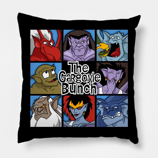 The Gargoyle Bunch Pillow by demonigote