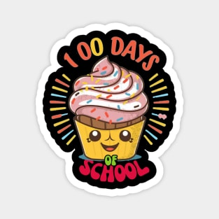 100 Days of School Shirt - Classic 100 Days of School T-Shirt for Teacher or Kids, Happy Cupcake Magnet