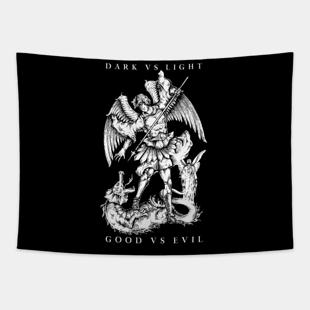 dark versus light evil versus good angel vs dragon Tapestry by ZenCloak