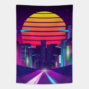 Fiery Splendor Synthwave Tapestry