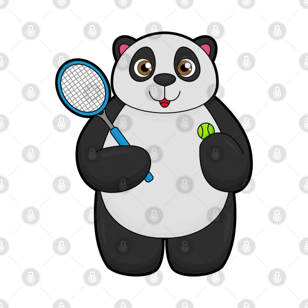 Panda as Tennis player with Tennis racket by Markus Schnabel