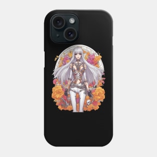 White Hair Anime Skeleton Girl Phone Case