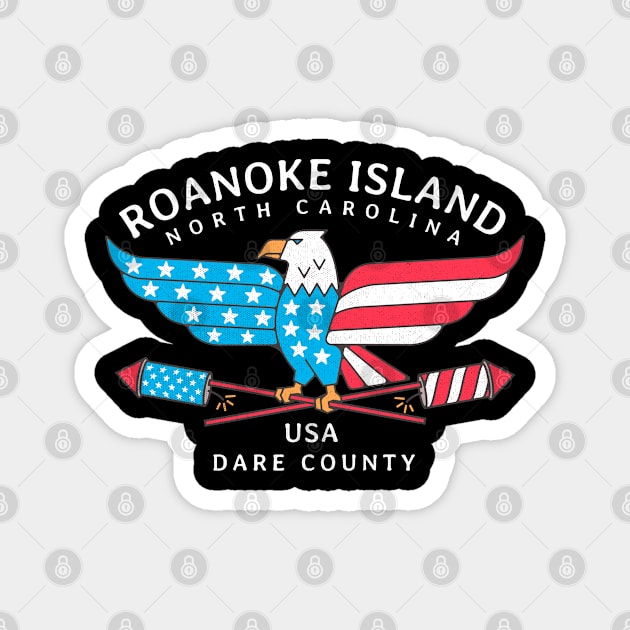 Roanoke Island, NC Summer Patriotic Pride Fourth of July Magnet by Contentarama