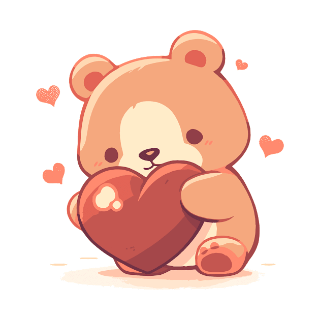 Cute bear in love holding a heart by DemoArtMode