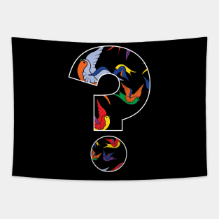 Large retro style question mark with swallow birds Tapestry