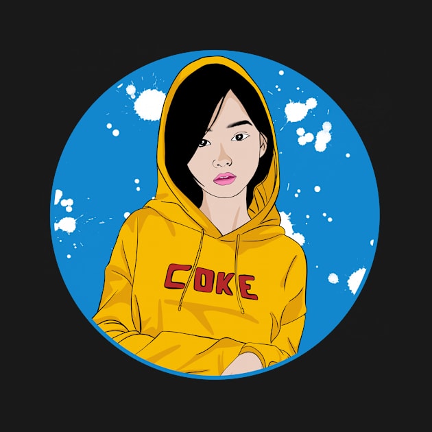 beautiful girl on yellow sweater by stickersnesia