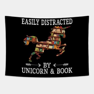 Easily Distracted By Horse And Book Reading Lover Girls Kids Tapestry