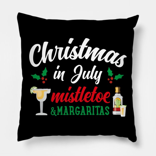 Christmas in July Gift Outfit Mistletoe Margarita Pillow by jodotodesign