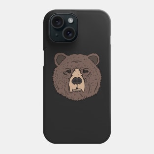 Grumpy Brown Bear Head hand drawn portrait Phone Case