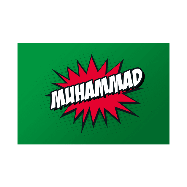 Personalised 'Muhammad' Kapow Wow Cartoon Comic Style Design by LTFRstudio