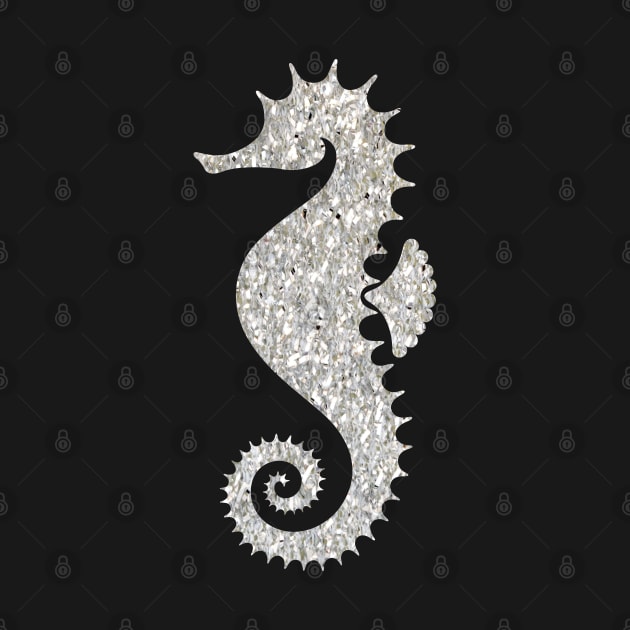 Silver Faux Glitter Seahorse by Felicity-K