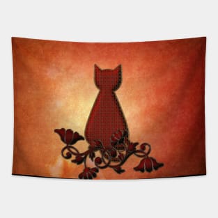 The cat with decorative flowers Tapestry