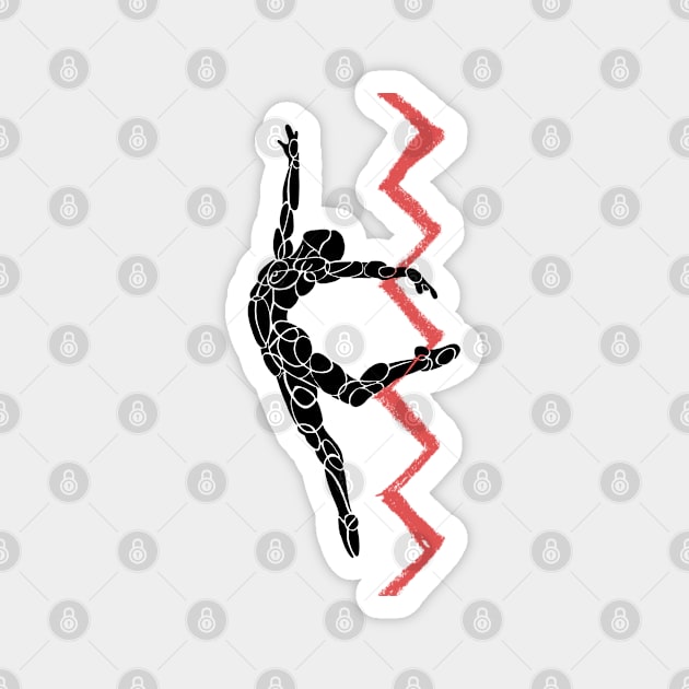 Zig Zag Athlete Jump Dancer Outline Magnet by badlydrawnbabe