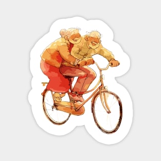 Old Couple Bicycling Magnet