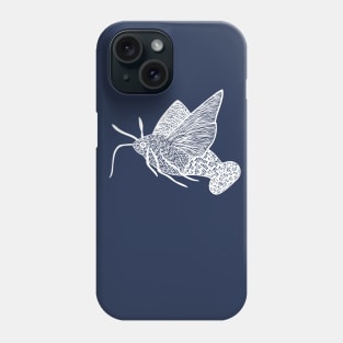 Hummingbird Hawk-Moth - cool and fun moth design - on blue Phone Case