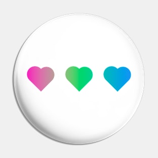 Bi+ Hearts Polysexual Flag (Horizontal Gradient Trio) Pin