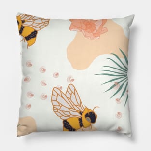 Bee and Floral Pattern Pillow