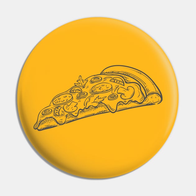 Fresh Pizza Detailed Sketch Pin by InkyArt