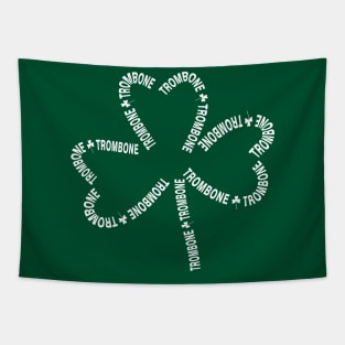 Trombone White Text Shamrock Tapestry