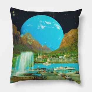 River Valley - Space Collage, Retro Futurism, Sci-Fi Pillow