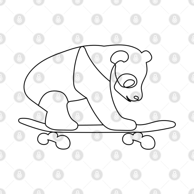 Skateboarding Panda | One Line Drawing | One Line Art | Minimal | Minimalist by One Line Artist