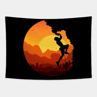 Mountain Climber Boulder Sports Hobby Retro Rock Climbing Tapestry