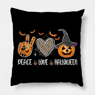 Peace Love Halloween Funny Halloween Costume Cool Pumpkin Shirt Pillow