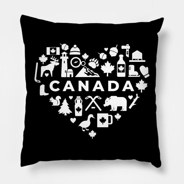 Canada White Heart Pillow by SunburstGeo