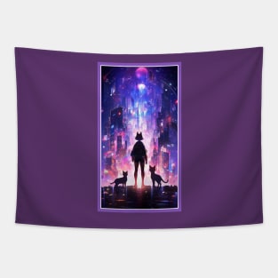 Anime Cute Cat Girl | Sci-Fi Manga Girl Anime Art Tapestry