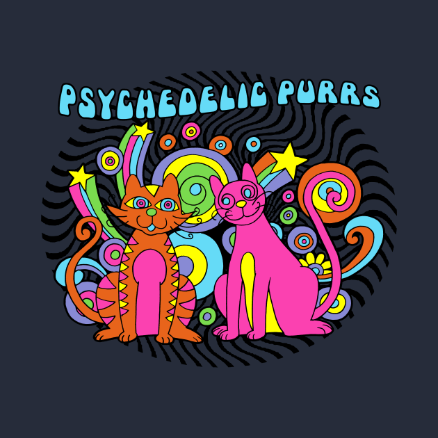 Psychedelic Purrs Cute Colorful Hippie Psychedelic Retro Trippy Cats by Originals By Boggs