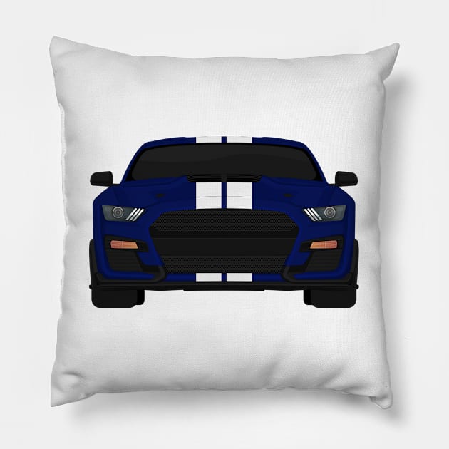 Shelby GT500 2020 Kona-Blue + White Stripes Pillow by VENZ0LIC