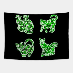 Crystal Group Cat (green) Tapestry