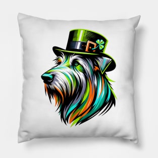 Irish Wolfhound Portrait for Saint Patrick's Day Pillow