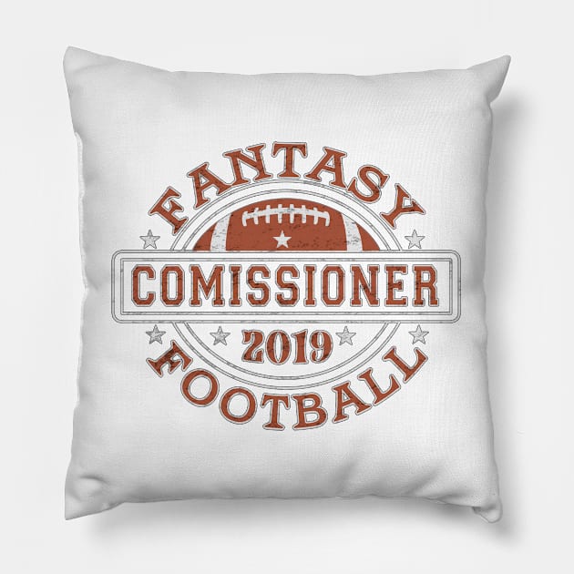 2019 Fantasy Football Commissioner Vintage Distressed Commish Pillow by TeeCreations