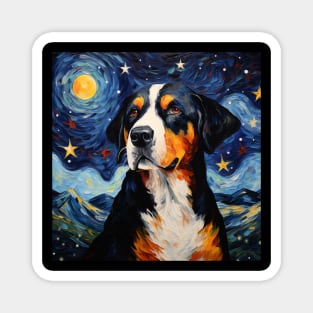 Swiss Mountain Dog portrait Starry Night Magnet