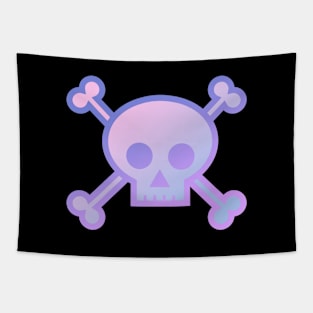 Skull and Crossbones Pirate Flag Pink Purple Gradient Tapestry