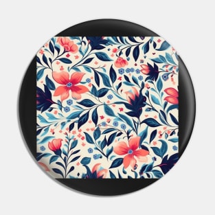 Pink and Navy Seamless Floral Pattern on White Pin