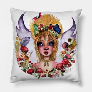 Fairy Ring Watercolor Painting Pillow