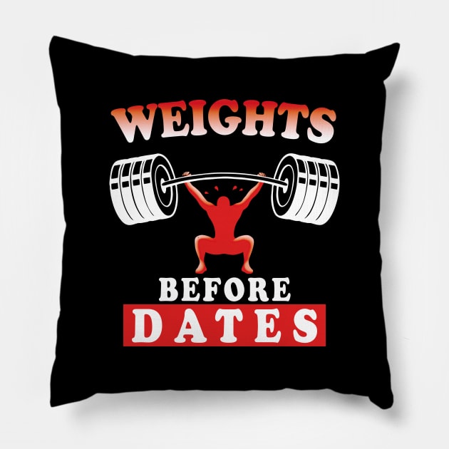 Weights Before Dates | Training Motivational Quote | Bodybuilding Pillow by TMBTM