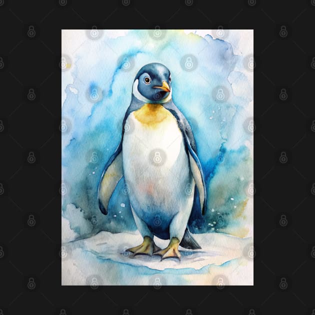 Adorable Penguin Animal Watercolor Painting by Art-Jiyuu