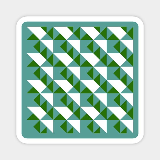 ’Zangles’ - in Teal and Grass Green on a White base Magnet by sleepingdogprod