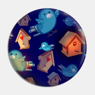 Soulful Blue Canaries and Glowing Birdhouses Hearts Bluebirds Pin