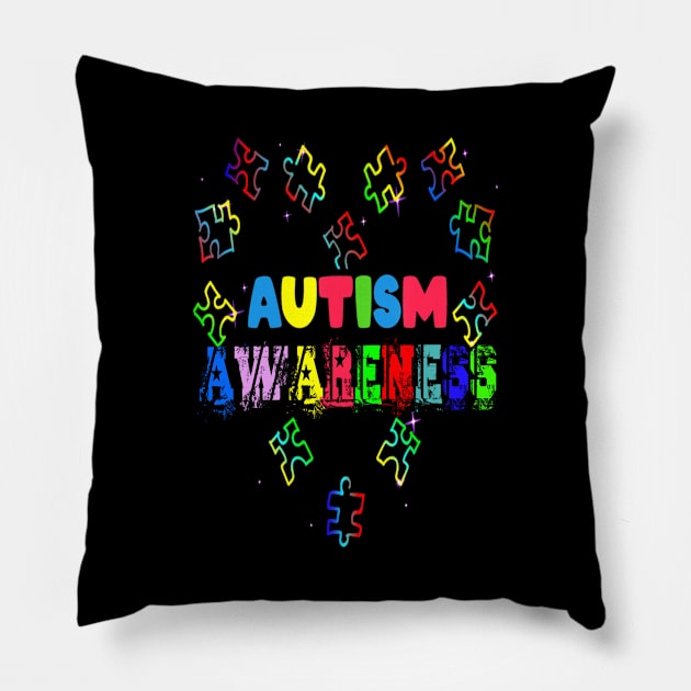 Autism T-ShirtAutism Heart World Autism Awareness Day T Pillow by JeanettVeal