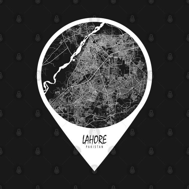 Lahore, Pakistan City Map - Travel Pin by deMAP Studio