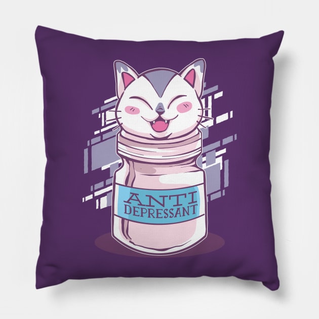 Antidepressant Cat Pillow by Toda Loca