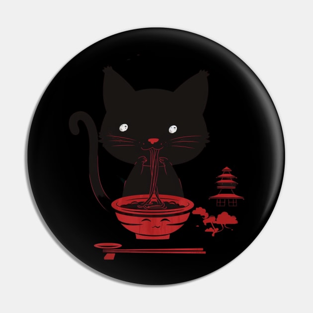 Kawaii Cat Happiness Pin by skeleton sitting chained