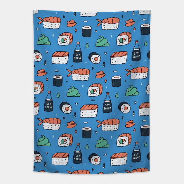 Japanese sushi food Tapestry by kostolom3000